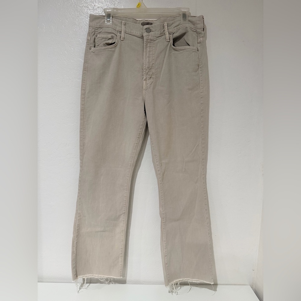 MOTHER Tan Denim with Frayed Details